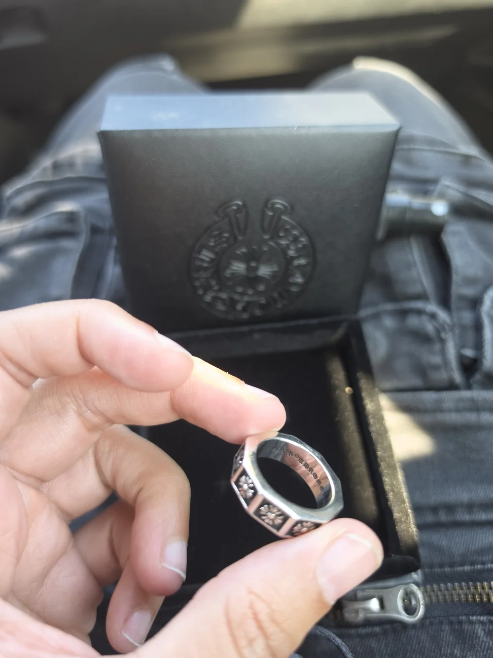 Chrome Hearts Black Sterling Silver Band Ring - Black